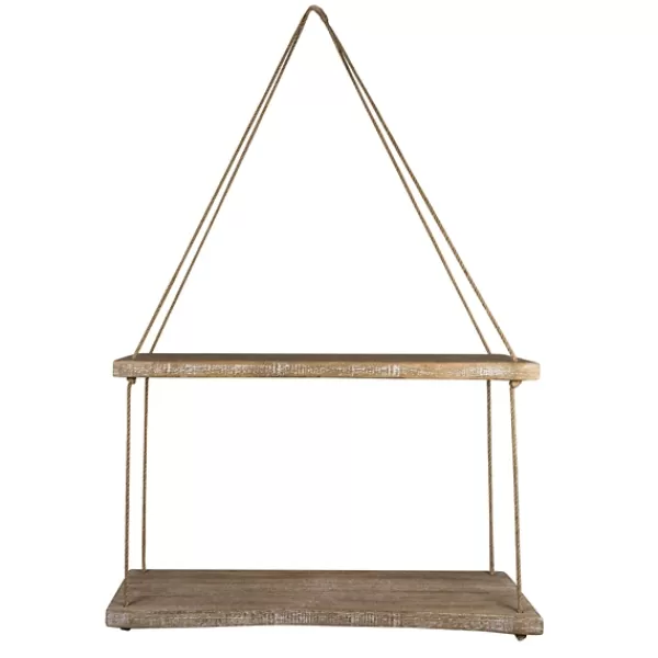 Shelves-Kirkland's Home Driftwood And Jute Rope Hanging Wall Shelf