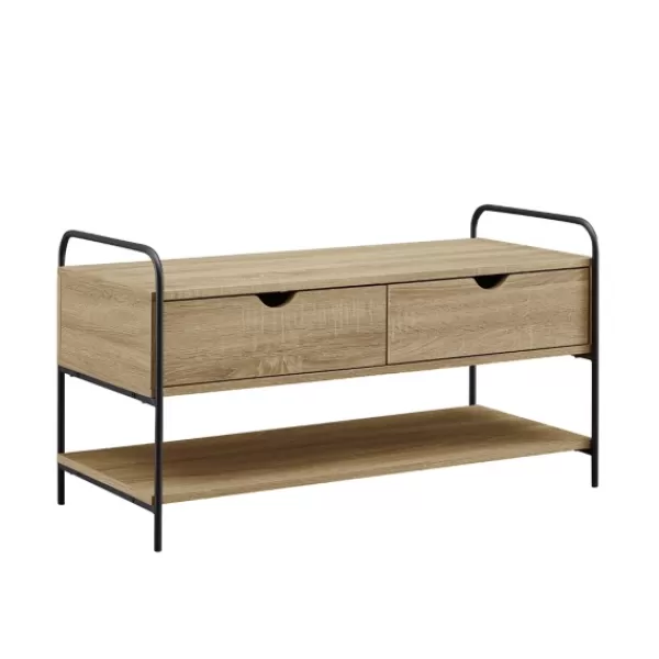 Entryway Furniture-Kirkland's Home Driftwood Shannon 2-Drawer Storage Bench Tan
