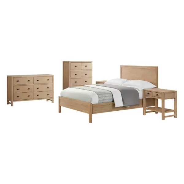 Beds & Headboards-Kirkland's Home Duke Double Driftwood Pine 5-Pc. King Bedroom Set Tan