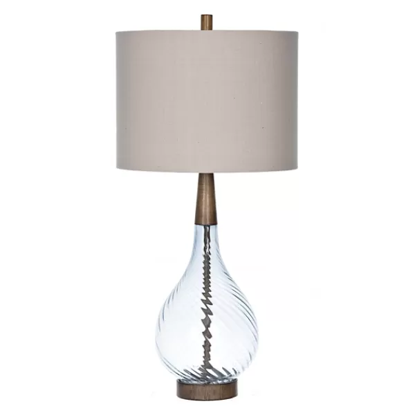Table Lamps-Kirkland's Home Dusty Gray Blue Nora Glass Table Lamp Ivory