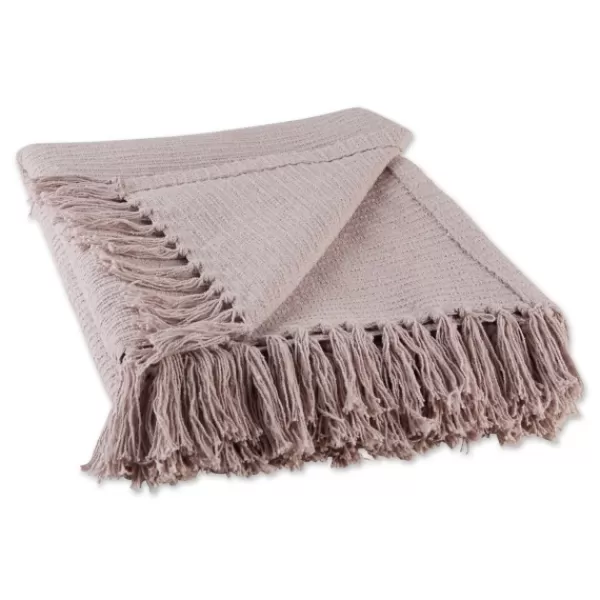 Blankets & Throws-Kirkland's Home Dusty Ribbed Fringe Throw Purple