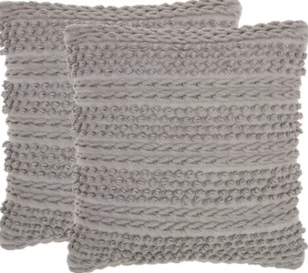 Pillows-Kirkland's Home Earl Woven Stripes Throw Pillows, Set Of 2 Gray