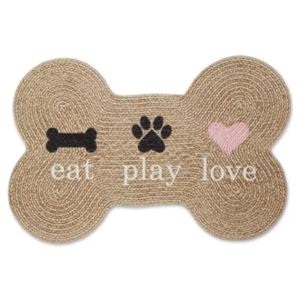 Kitchen & Floor Mats-Kirkland's Home Eat Play Love Bone-Shaped Pet Bowl Mat Tan