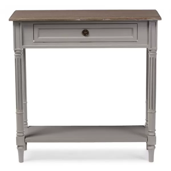 Console Tables-Kirkland's Home Edward Gray Mindi Wood Fluted Console Table