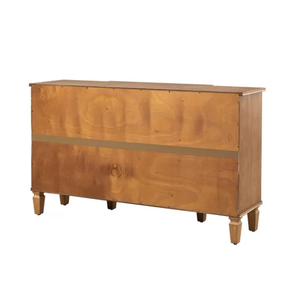Cabinets & Sideboards-Kirkland's Home Eleanora Acorn Wood 4-Door Sideboard Brown