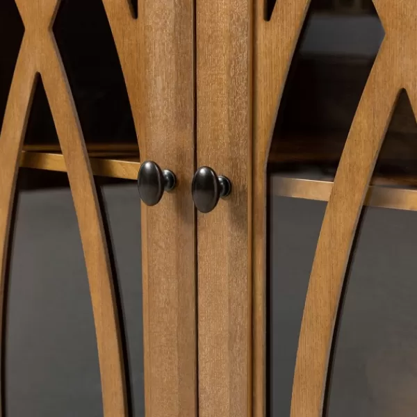 Cabinets & Sideboards-Kirkland's Home Eleanora Acorn Wood 4-Door Sideboard Brown