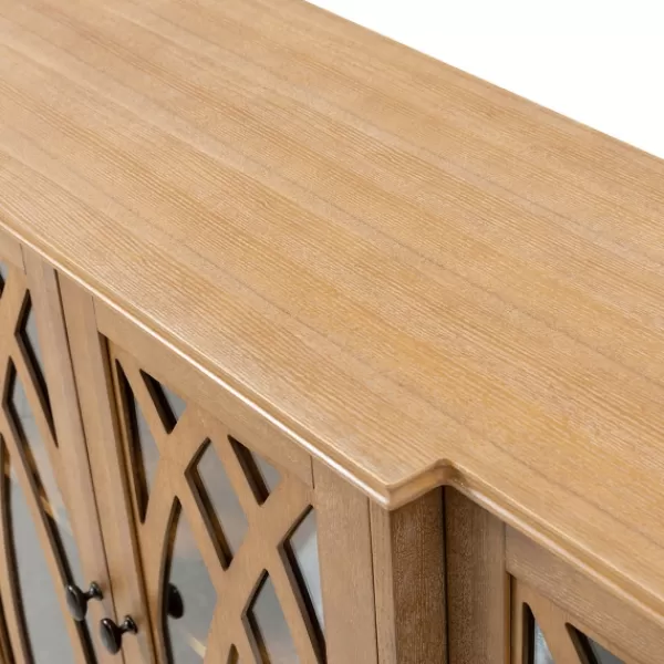 Cabinets & Sideboards-Kirkland's Home Eleanora Acorn Wood 4-Door Sideboard Brown