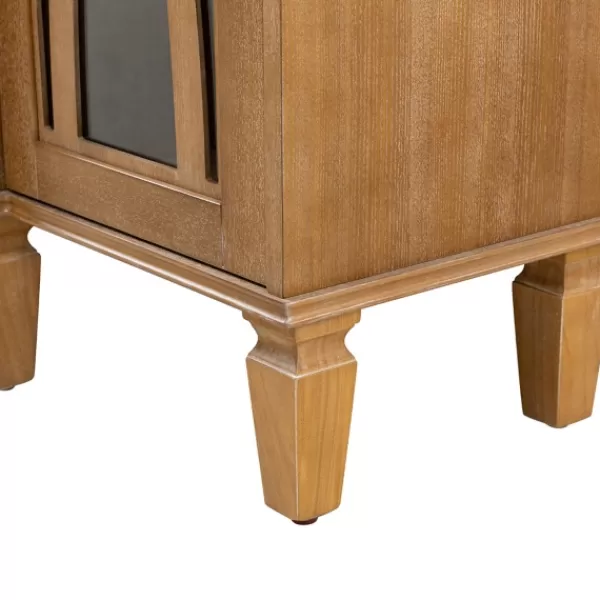 Cabinets & Sideboards-Kirkland's Home Eleanora Acorn Wood 4-Door Sideboard Brown