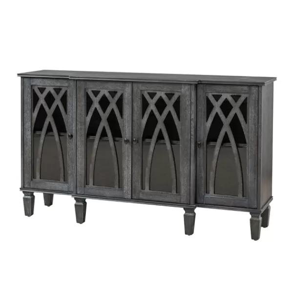 Cabinets & Sideboards-Kirkland's Home Eleanora Wood 4-Door Sideboard Gray