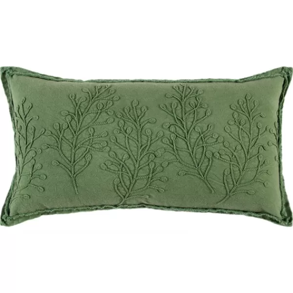 Pillows-Kirkland's Home Embroidered Botanical Pillow Green