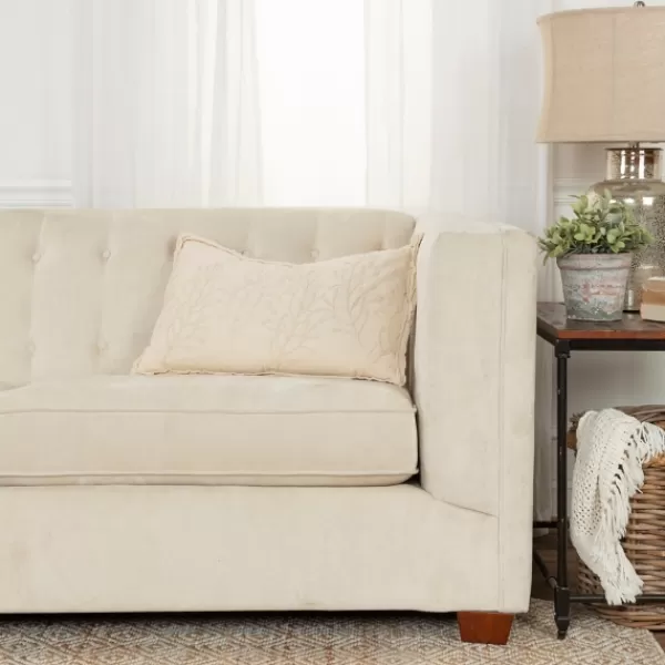 Pillows-Kirkland's Home Embroidered Botanical Pillow Ivory