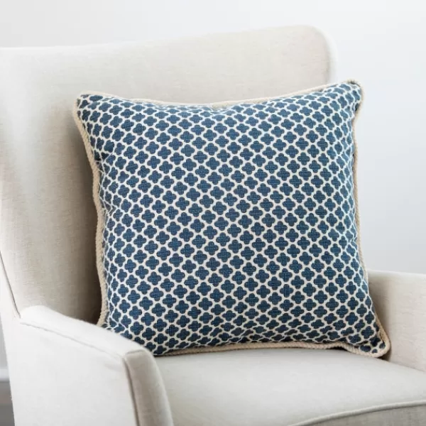 Pillows-Kirkland's Home Embroidered Rope Edge French Claudia Pillow Blue