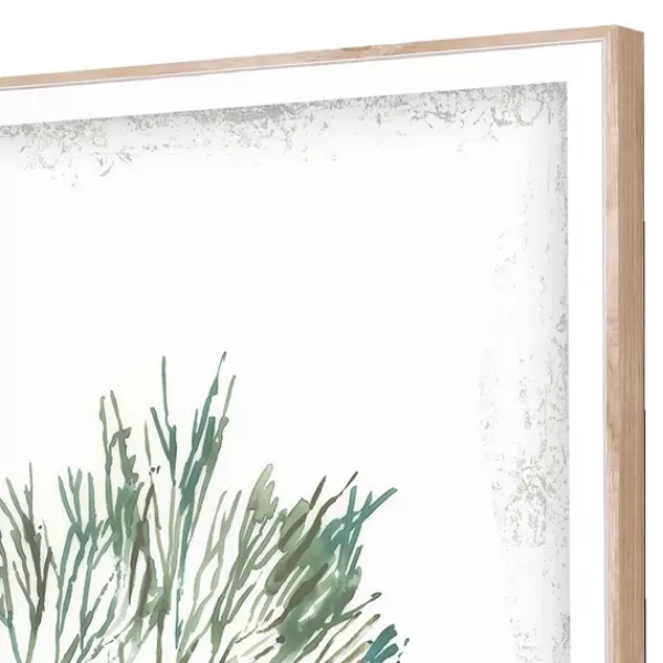 Framed Art-Kirkland's Home Emerald Coral I 3-Pc. Framed Art Print Set White/Green