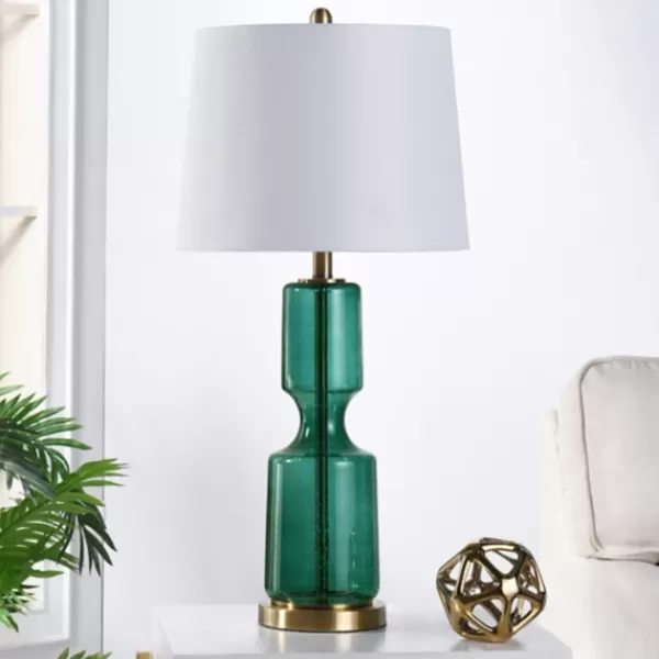Table Lamps-Kirkland's Home Emerald Seeded Glass Table Lamp White