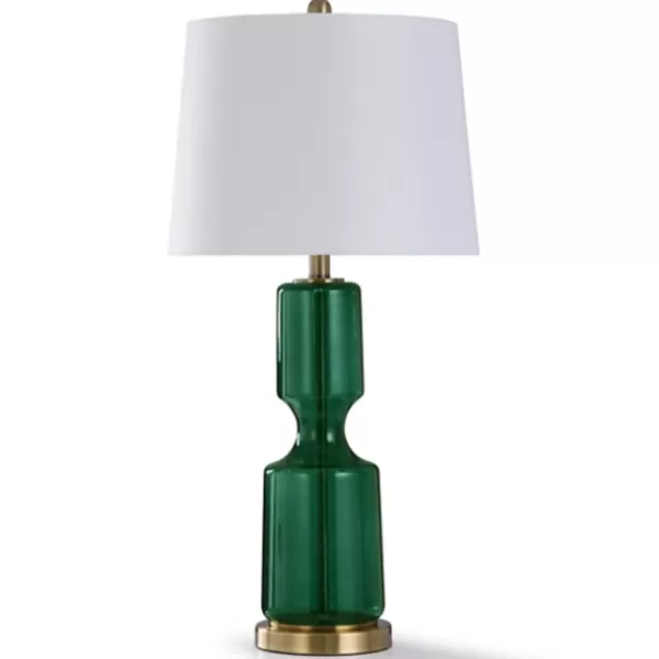 Table Lamps-Kirkland's Home Emerald Seeded Glass Table Lamp White