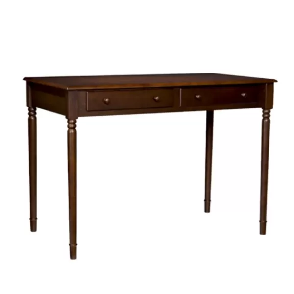Office Furniture-Kirkland's Home Espresso Classic 2-Drawer Wood Desk Brown