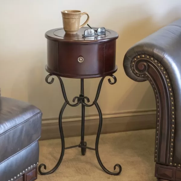 Accent & End Tables-Kirkland's Home Espresso Round Accent Table Brown