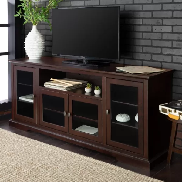 Tv Stands & Media Consoles-Kirkland's Home Espresso Wood Highboy Tv Stand Brown