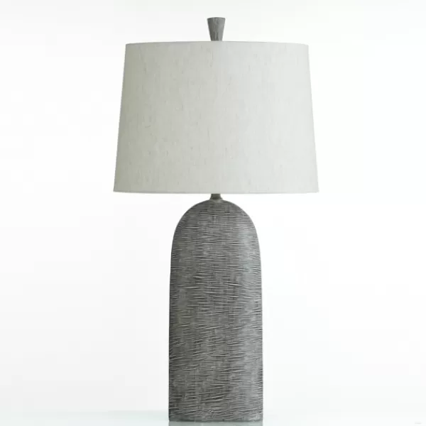 Table Lamps-Kirkland's Home Etched Gray Transitional Table Lamp Ivory