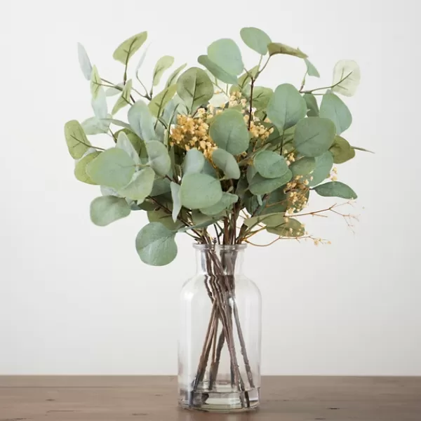 Arrangements & Greenery-Kirkland's Home Eucalyptus And Baby'S Breath Arrangement In Vase Green/Yellow