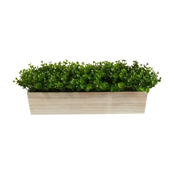 Arrangements & Greenery-Kirkland's Home Eucalyptus Arrangement In Wide Wooden Planter Green/Tan