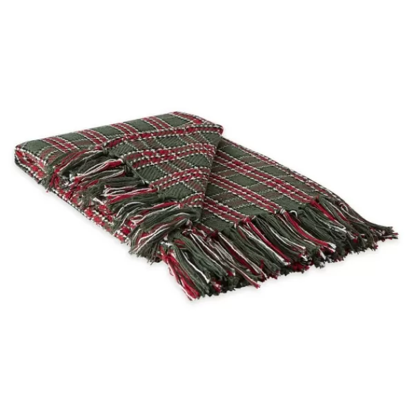 Blankets & Throws-Kirkland's Home Evergreen Forest Plaid Cotton Throw Green/Red