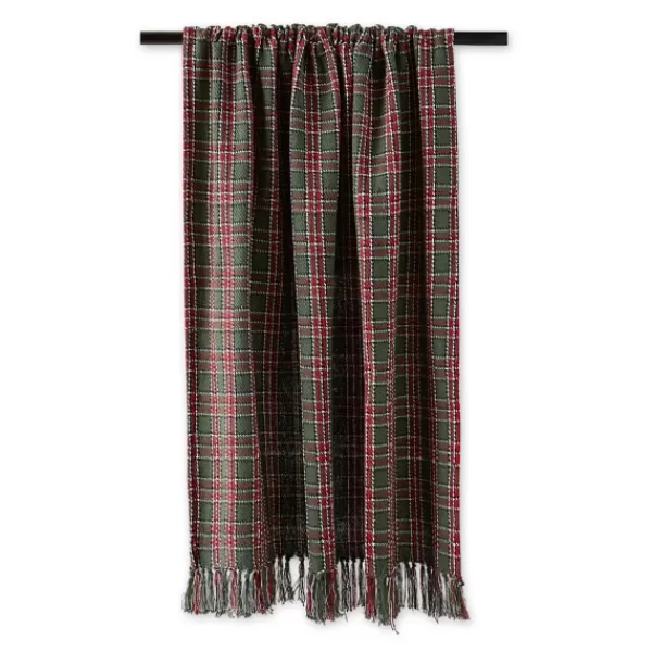 Blankets & Throws-Kirkland's Home Evergreen Forest Plaid Cotton Throw Green/Red