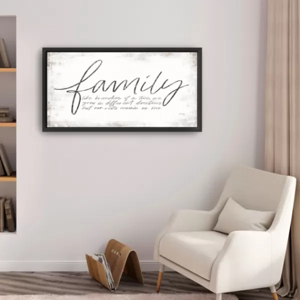 Wall Quotes & Signs-Kirkland's Home Family Branches Framed Canvas Art Print, 42X22 In. White/Black