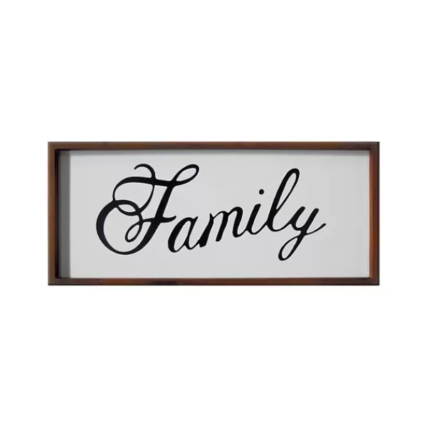 Wall Quotes & Signs-Kirkland's Home Family Curling Script Framed Wall Art Black/White