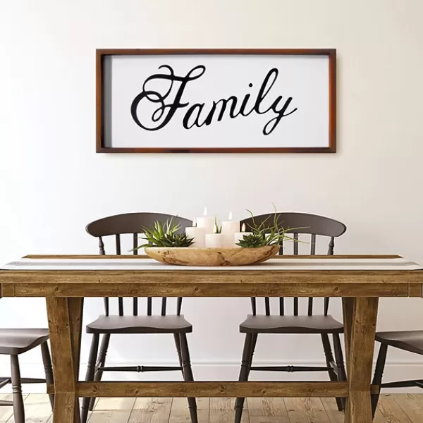 Wall Quotes & Signs-Kirkland's Home Family Curling Script Framed Wall Art Black/White