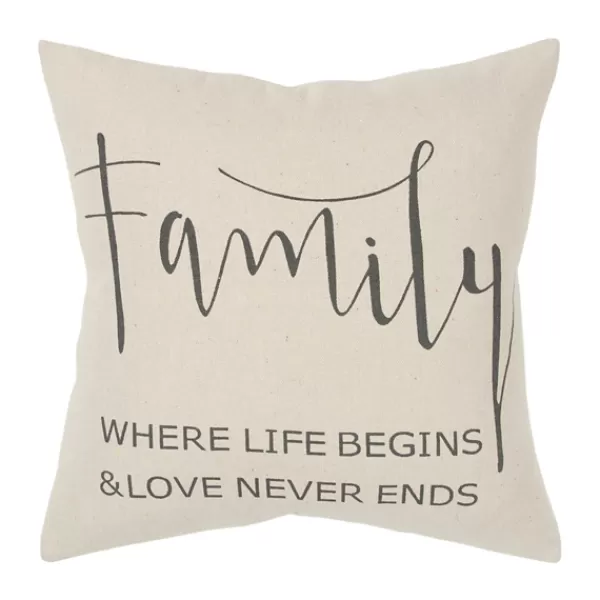 Pillows-Kirkland's Home Family Where Love Never Ends Pillow Tan/Black