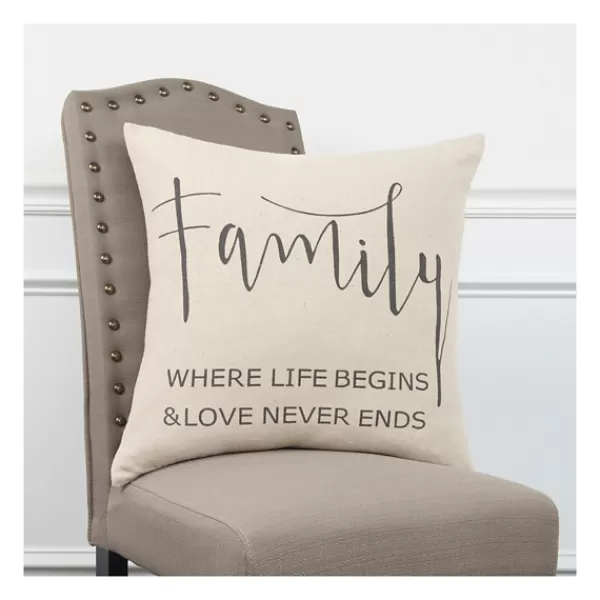 Pillows-Kirkland's Home Family Where Love Never Ends Pillow Tan/Black