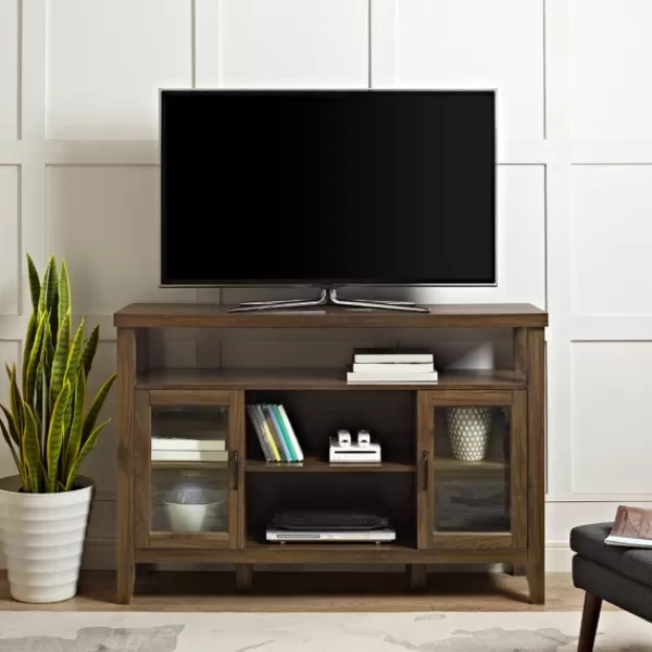 Tv Stands & Media Consoles-Kirkland's Home Farmhouse Highboy Dark Walnut Tv Stand Brown