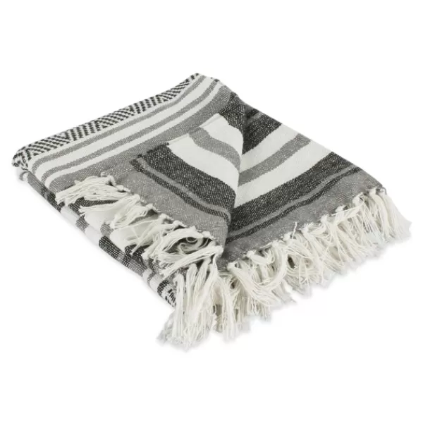 Blankets & Throws-Kirkland's Home Farmhouse Stripe Throw Black