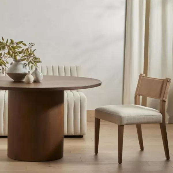 Dining Chairs-Kirkland's Home Farrah Leather Back Dining Chair Tan/Ivory