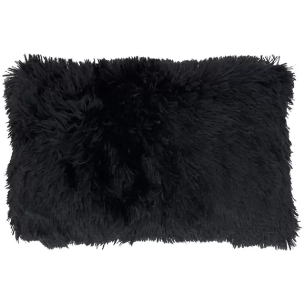 Pillows-Kirkland's Home Faux Fur Lumbar Pillow Black