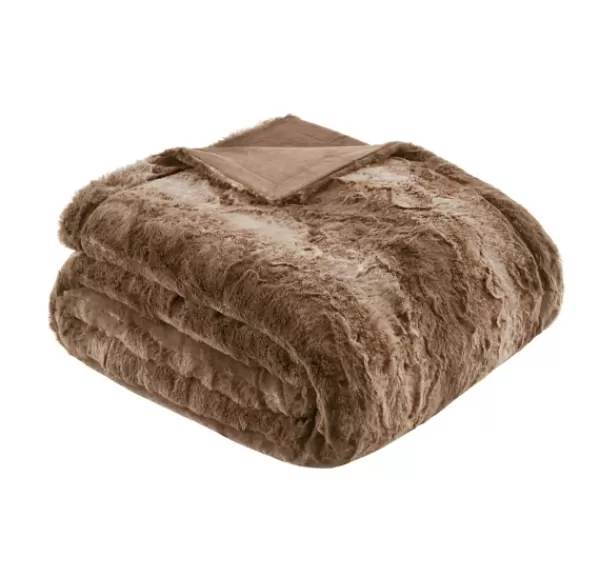 Blankets & Throws-Kirkland's Home Faux Fur Oversized Throw Blanket Tan