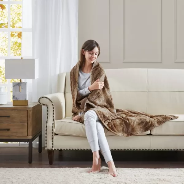 Blankets & Throws-Kirkland's Home Faux Fur Oversized Throw Blanket Tan