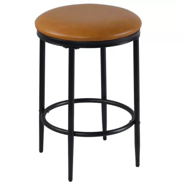 Bar Stools & Counter Height Stools-Kirkland's Home Faux Leather And Metal Counter Stool Brown
