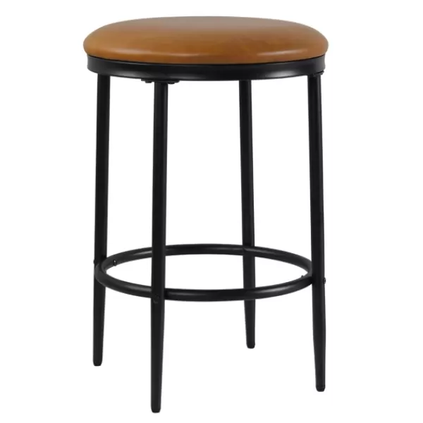 Bar Stools & Counter Height Stools-Kirkland's Home Faux Leather And Metal Counter Stool Brown