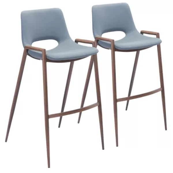 Bar Stools & Counter Height Stools-Kirkland's Home Faux Leather Cutout Bar Stools, Set Of 2 Blue