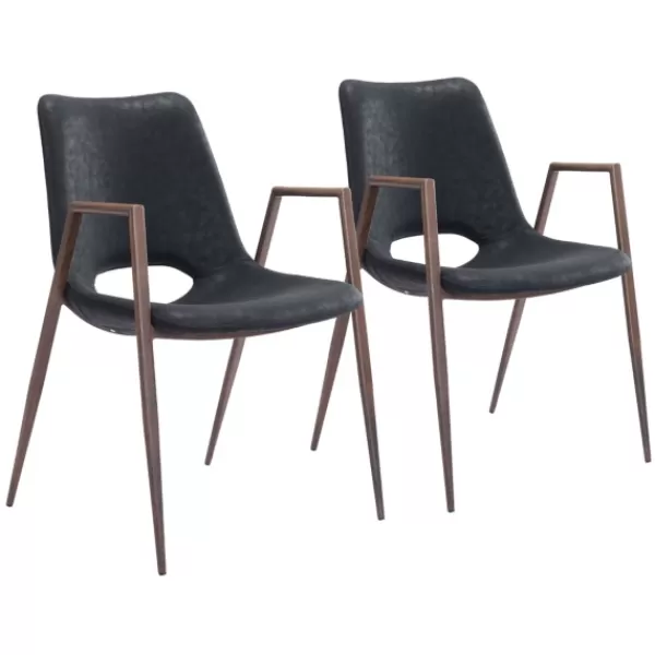 Dining Chairs-Kirkland's Home Faux Leather Cutout Dining Chairs, Set Of 2 Black