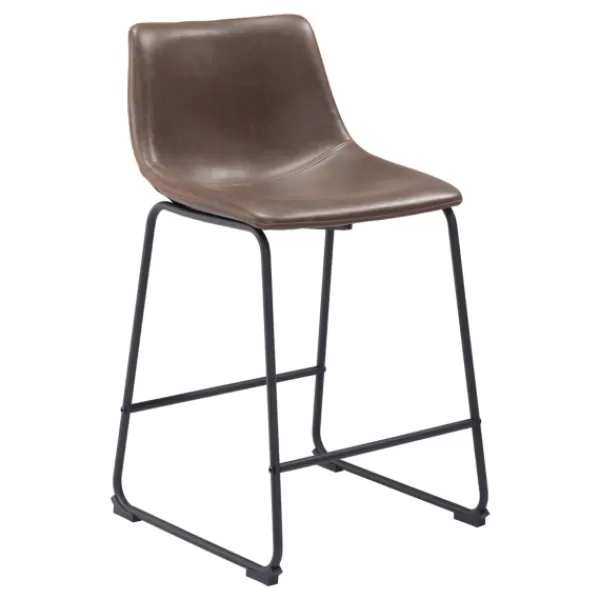 Bar Stools & Counter Height Stools-Kirkland's Home Faux Leather Sloped 2-Pc. Counter Stool Set Brown