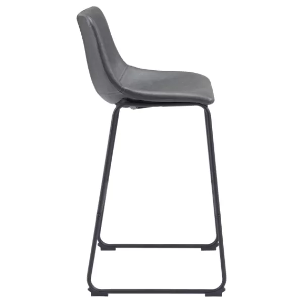 Bar Stools & Counter Height Stools-Kirkland's Home Faux Leather Sloped Bar Stools, Set Of 2 Gray
