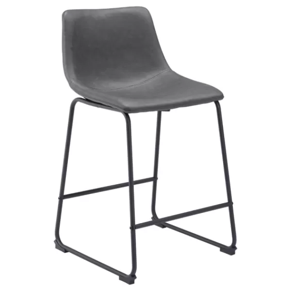 Bar Stools & Counter Height Stools-Kirkland's Home Faux Leather Sloped Counter Stools, Set Of 2 Gray