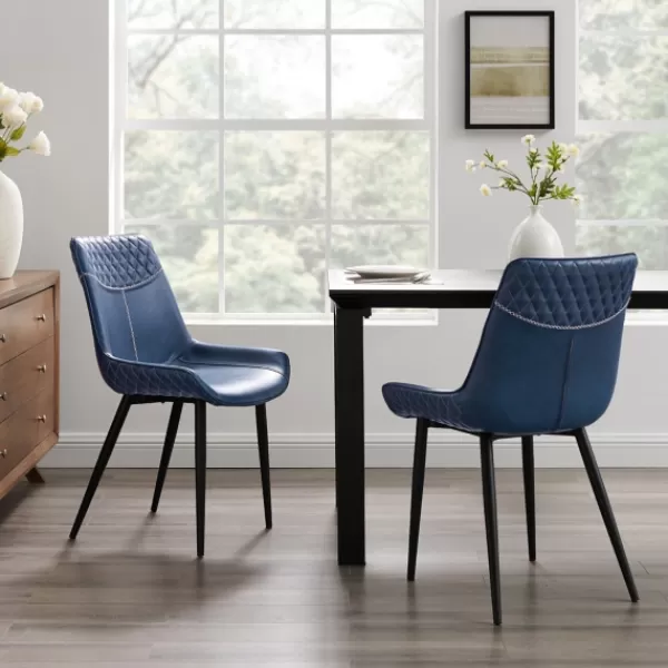 Dining Chairs-Kirkland's Home Faux Leather Stitched Chairs, Set Of 2 Blue