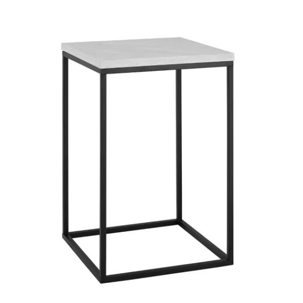 Accent & End Tables-Kirkland's Home Faux Marble Open Frame Side Table White