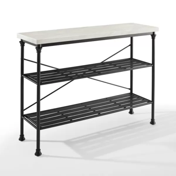 Console Tables-Kirkland's Home Faux Marble Top 3-Tier Melody Console Table Black