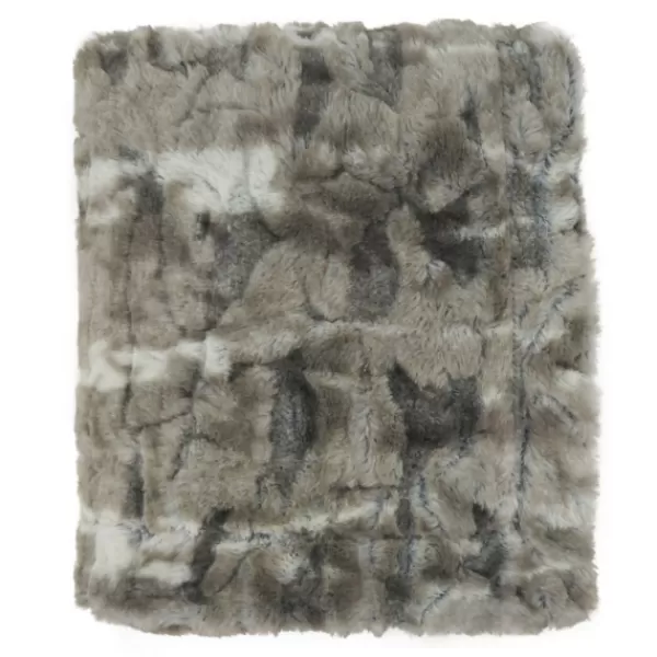 Blankets & Throws-Kirkland's Home Faux Mink Fur Throw Gray
