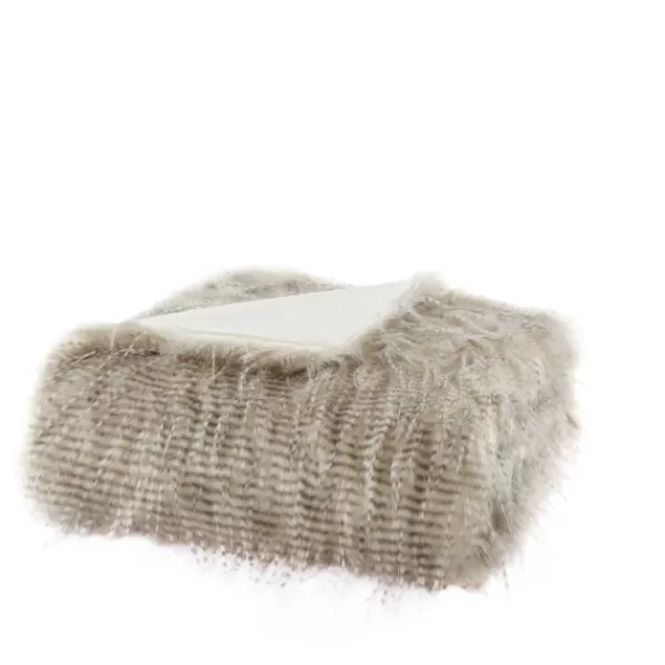 Blankets & Throws-Kirkland's Home Faux Mink Fur Throw Tan